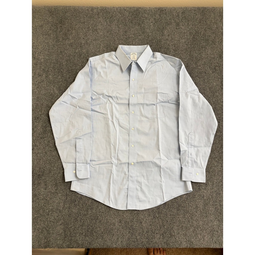 Brooks Brothers 1818 Regent Fit Dress Shirt Light Blue Cotton Mens 16 4/5 7770